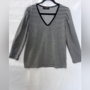 Renee C. Monochrome Striped V-Neck Top